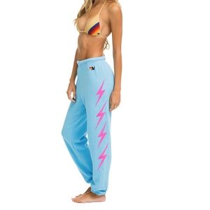 Aviator Nation - BOLT 4 SWEATPANTS - SKY // NEON PINK